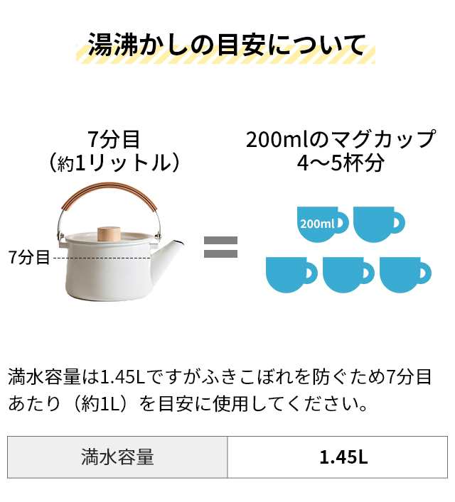 カイコ ケトル ケトル K-008 やかん ポット ティーポット ホーローケトル 直火 北欧 木製 ホーロー 沸騰早い ih対応 ih 洗いやすい  早く沸く おしゃれ 平たい 日本製 持ち手 1リットル 持ち手 熱くならない 1l 沸きやすい かわいい シンプル ハンドル kaico  Kettleの通販 ...