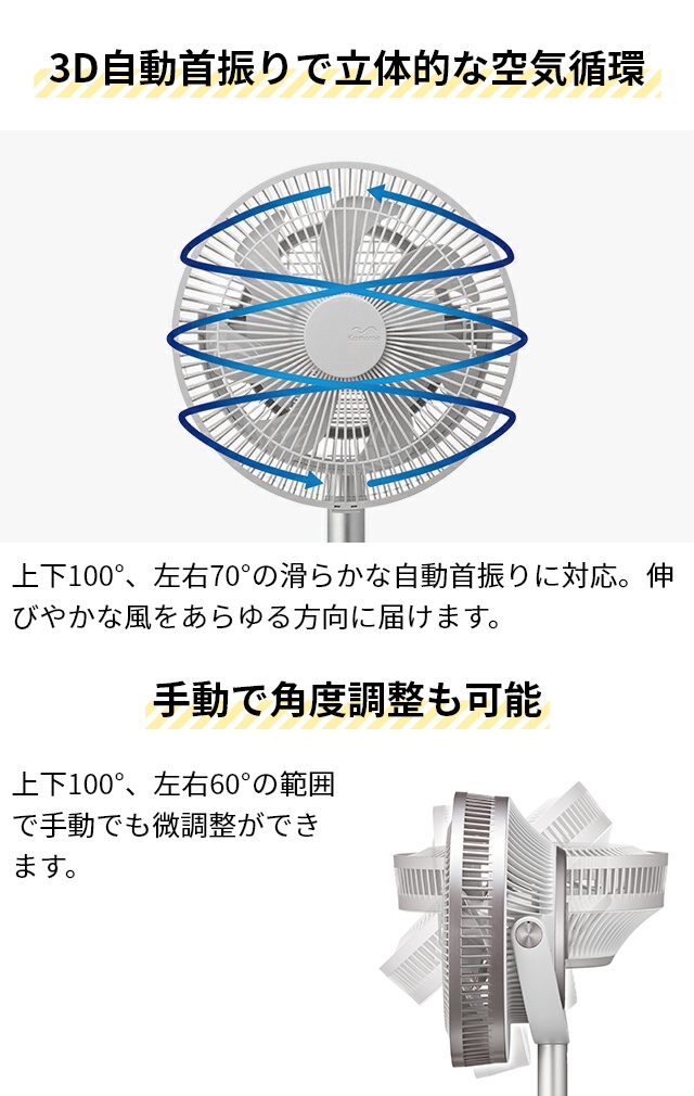 扇風機 リビング 選べる豪華特典 カモメ扇風機 スタンドファン サーキュレーター リビングファン リビング扇風機 ファン dcモーター コードレス 首振り 静か 静音 省エネ 軽量 リモコン アロマ dc DOSHISHA ドウシシャ Kamomefan move カモメファン ムーブ K-F23AY_9