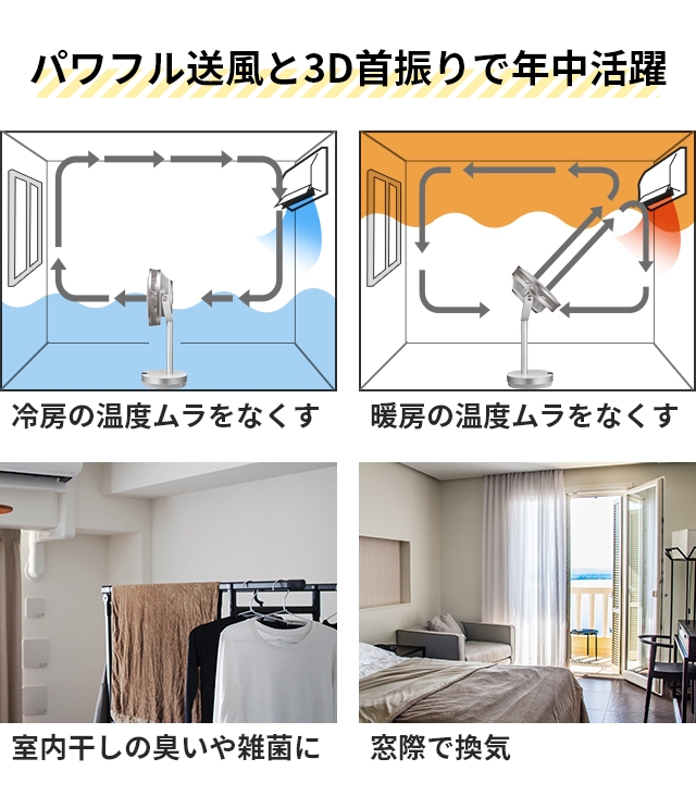 扇風機 リビング 選べる豪華特典 カモメ扇風機 スタンドファン サーキュレーター リビングファン リビング扇風機 ファン dcモーター コードレス 首振り 静か 静音 省エネ 軽量 リモコン アロマ dc DOSHISHA ドウシシャ Kamomefan move カモメファン ムーブ K-F23AY_10