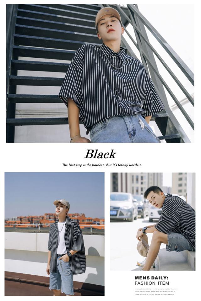 メール便のみ送料無料 ストライプ シャツ 韓国 ファッション ビックシルエット メンズ シャツ 半袖 韓国服 ストリート 夏 おしゃれ オの通販はau Pay マーケット 韓国ファッション Shoowtime