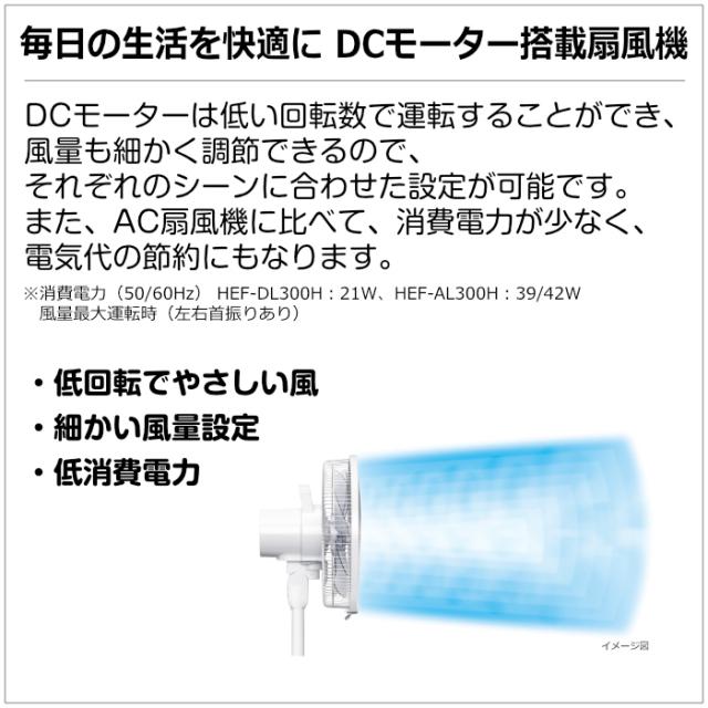 日立 扇風機 DCモーター 8枚羽根 リビング扇 うちわ風 HEF-DL300H リモコン付き 低回転でやさしい風 細かい風量設定 低消費電力 リズム運転 おやすみ運転_4