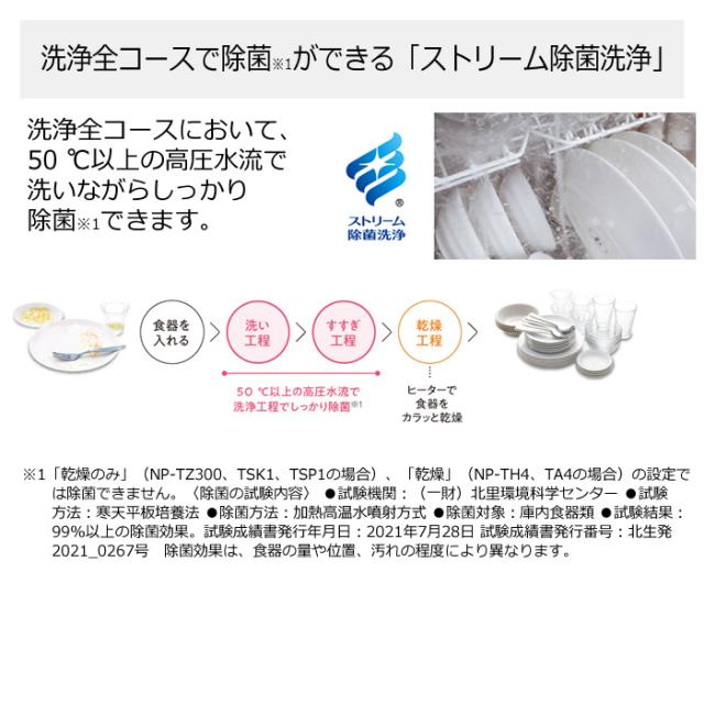 【送料無料】パナソニック 食器洗い乾燥機 タンク式 スリムタイプ NP-TSP1-W ホワイト_6