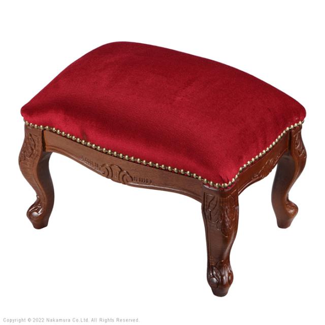 【送料無料】ヴェローナクラシック フットスツール イタリア 家具 ヨーロピアン 猫脚 42200155-MRD モケットレッド マストバイの通販は 10,354円