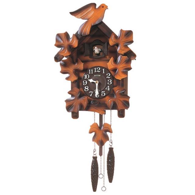 リズム ハト時計 掛け時計 クオーツカッコークロック 報時付 カッコーメイソンR 4MJ234RH06 ブラウン 和紙製の本格ふいご機構 インテリア クラシック ギフト 贈り物 アナログの通販は