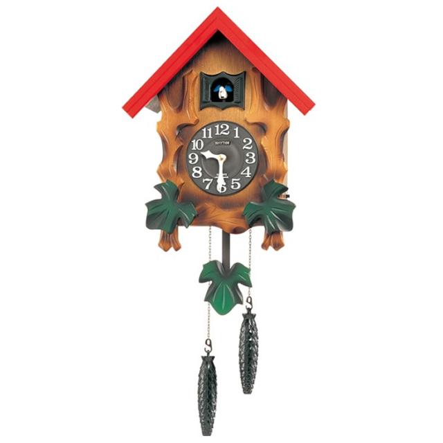 リズム ハト時計 掛け時計 クオーツカッコークロック 報時付 カッコーメルビルR 4MJ775RH06 ブラウン 和紙製の本格ふいご機構 インテリア クラシック ギフト 贈り物 アナログの通販は