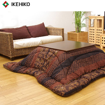 【送料無料】イケヒコ 国内プリント こたつ厚掛け布団単品 『万葉』 ブラウン 205×205cm 5934619
