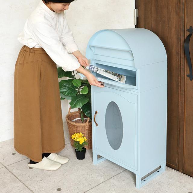 ヤマソロ 宅配ボックス ポスト 郵便受け 鍵付き ラグラス ブルー 73-746 ヤマソロ lagrace ラグラス 宅配ボックス付きポスト BL 73-746