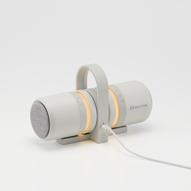 リズム ポータブルスピーカー 防水 防塵 MAGSPEAKER DUO Bluetooth LED照明 9YYA30RH08 ライトグレー マイク搭載 マグネット搭載 IP67 充電式 防水ポータブルシアタースピーカー ステレオ Rhythm_6
