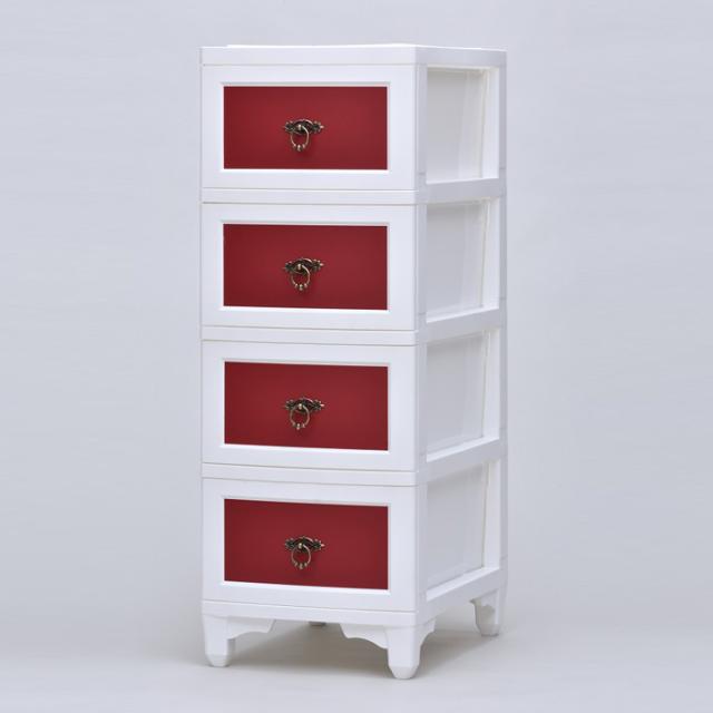 アイ・エル・シー カドリープレミアム 4段 マダーレッド CDL-04W-RD ホワイト LUGS Japan チェストの通販は 6,708円