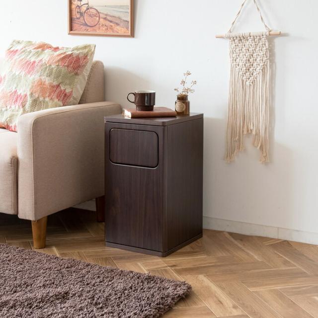 MIYATAKE ゴミ箱 20L プッシュ式 木製 ダストボックス Empro エンプロー 幅25cm スリム DB-480R-BR ブラウン 宮武製作所