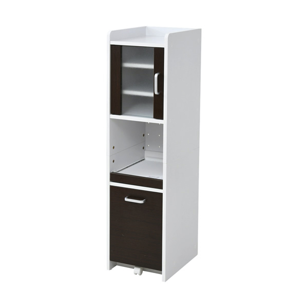 【送料無料】JKプラン すきま 隙間収納 キッチン 幅32.5 奥行42.5 高さ124 FKC-0645-WHDB ホワイト×ダークブラウン