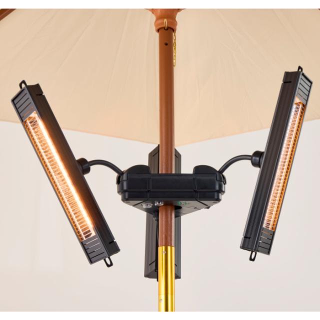 コンフォー クレスター 電気式 赤外線ヒーター 防水トライソルヒーター IPx5 屋外用 HEAT-AH-131B 黒 Chrester 屋外用ヒーター パラソル取付タイプ