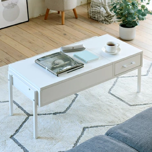 JKプラン 昇降式テーブル KKS-0025-WHNA ホワイト×ナチュラル 楽天市場