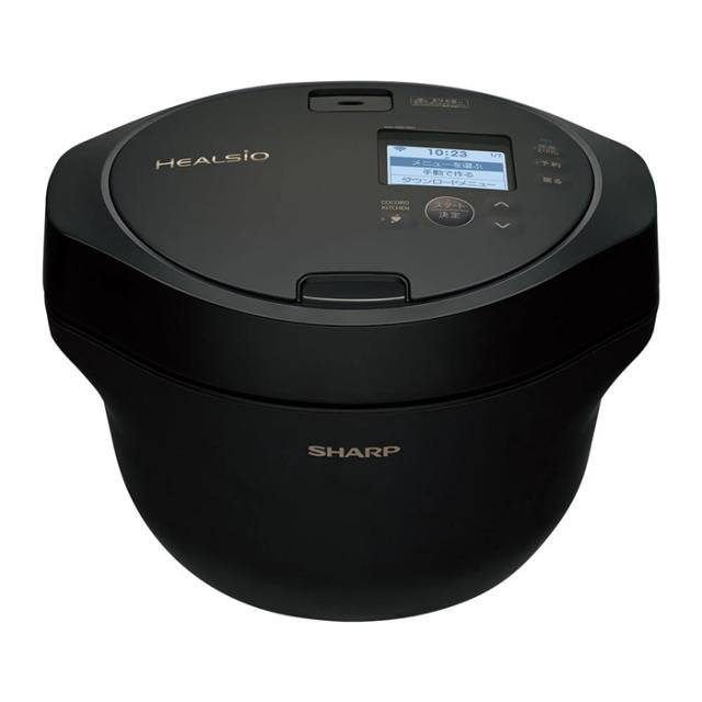 シャープ 電気無水鍋 1.6L ヘルシオ ホットクック KN-HW16H-B プレミアムブラック SHARP 使い勝手のよい2〜4人用 水なし自動調理鍋 無線LAN機能 スマホアプリ対応 かきまぜ 絶妙な火加減