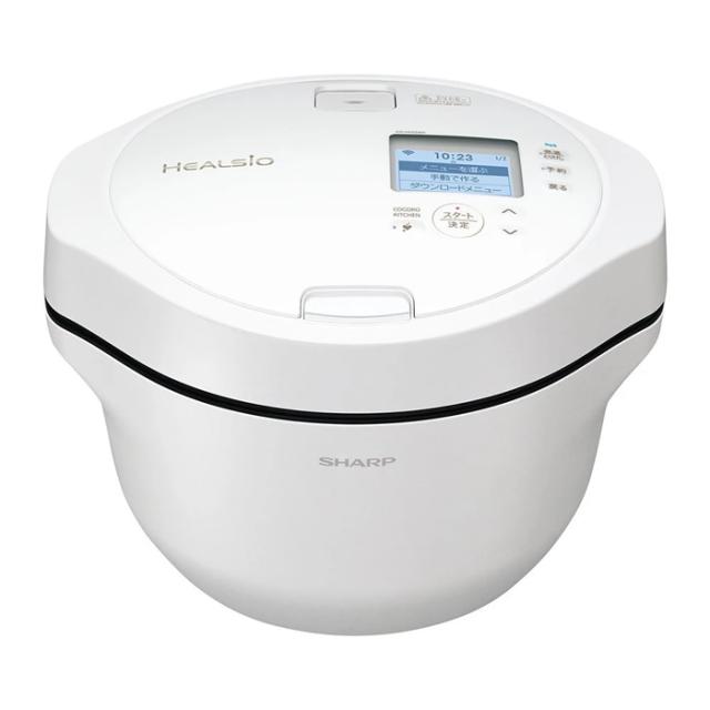 シャープ 電気無水鍋 2.4L ヘルシオ ホットクック KN-HW24H-W プレミアムホワイト SHARP たっぷり作れる2〜6人用 水なし自動調理鍋 無線LAN機能 スマホアプリ対応 かきまぜ 絶妙な火加減