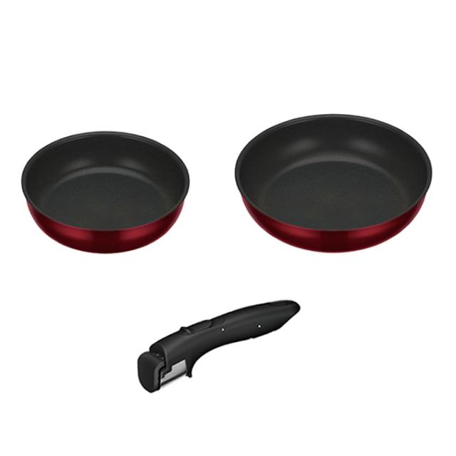 サーモス 取っ手のとれるフライパン３点セットDA KSD-3A-DR ディープレッド 22cm・26cm 食洗機対応の通販は