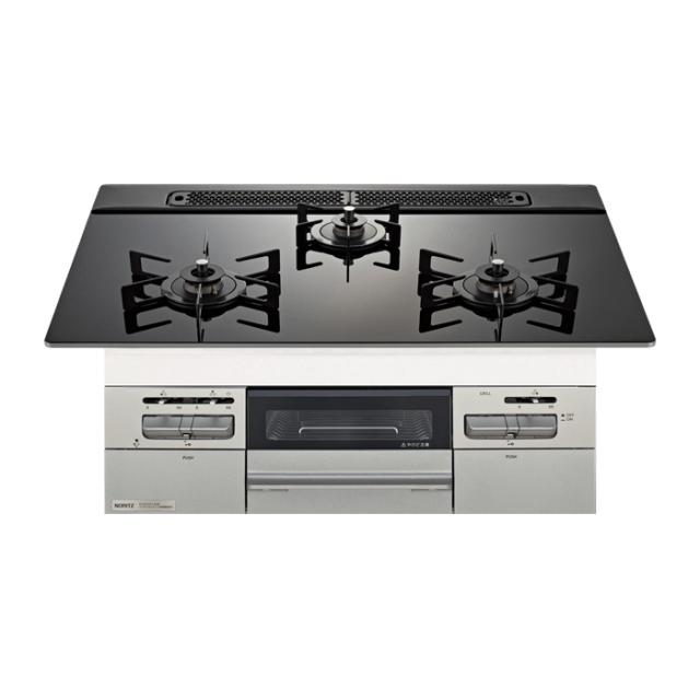 ノーリツ 都市ガス用 75cm天板ビルトインコンロ Mikke ミッケ N3WV7RWAP1SIC-13A ブラック