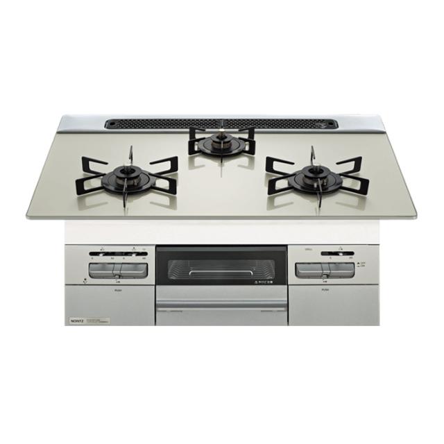 ノーリツ 都市ガス用 75cm天板ビルトインコンロ Mikke ミッケ N3WV7RWAP2SIEC-13A ムーンシルバー
