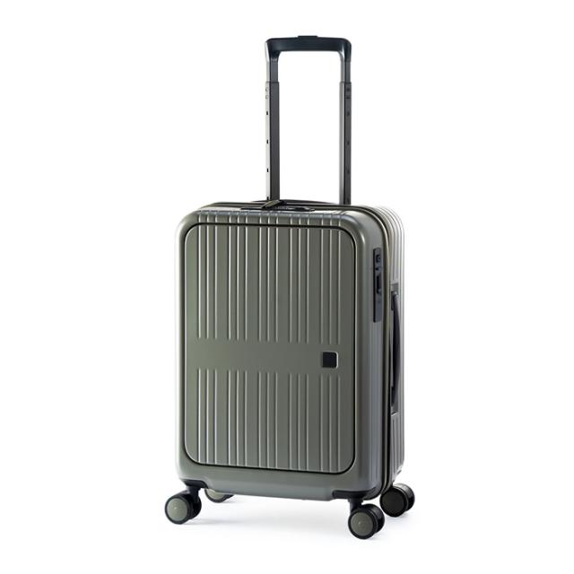 A.L.I ハードキャリーケース Pitaflat ピタフラット 3〜4泊 37L PIF-8810-18-SOL スチールオリーブ アジア・ラゲージ スーツケース 機内持ち込み可能サイズ フロントオープンタイプ 前輪ストッパー 14インチPC収納