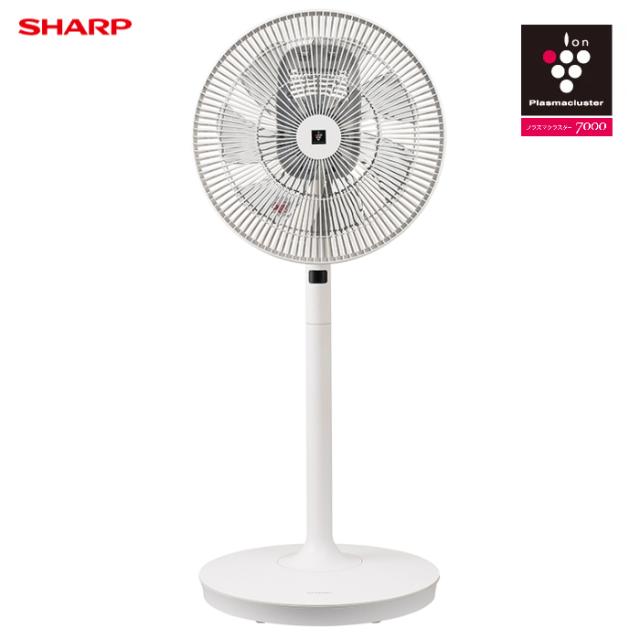 シャープ 扇風機 リビングファン DCモーター プラズマクラスター7000 PJ-U3DS-W ホワイト系 省エネ 静音設計 衣類乾燥 首振り 30cm7枚羽 風量8段階 チャイルドロック 高さ調整 入/切タイマー付 リモコン付