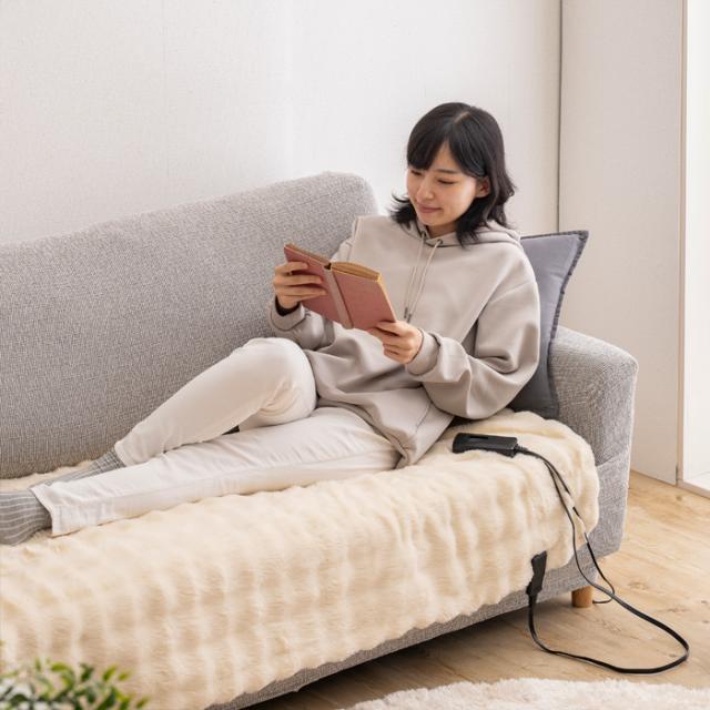 QUADS クワッズ 電気毛布 掛敷両用タイプ toron トロン QS433IV アイボリー ひざ掛け 掛け毛布 敷毛布 本体丸洗いOK ダニ退治 自動オフ おしゃれ
