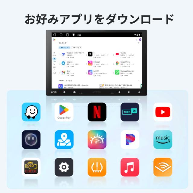 ATOTO ディスプレイオーディオ S8G1104MX-A 10.1インチ 4G+32G 1DIN & 2DIN フローティング_6