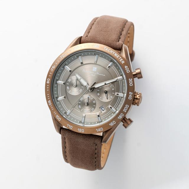 Salvatore Marra サルバトーレマーラ 腕時計 クロノグラフ レザーベルト SM23104-KHKH メンズ腕時計 10気