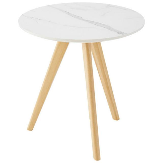 東谷 ラウンドサイドテーブル 大理石調 TAP-205WH ホワイトの通販は 7,148円