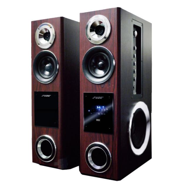 FUZE アンプ内蔵 デュアルウーファー タワースピーカー 木目調 TSX280BTH derctvue HDMI搭載 Bluetooth対応 スピーカー最大出力96W