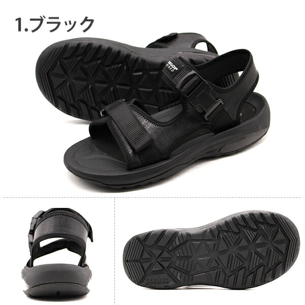 メンズ サンダル スポーツサンダル 靴 黒 ブラック 滑りにくい
