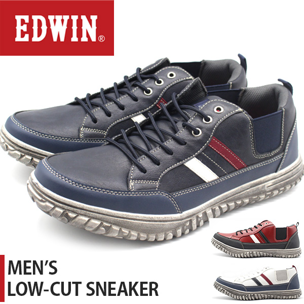 エドウィン スニーカー メンズ 靴 白 ネイビー レッド ホワイト サイドゴア 軽量 疲れない Edwin Edm 639 平日3 5日以内に発送の通販はau Pay マーケット 靴のニシムラ