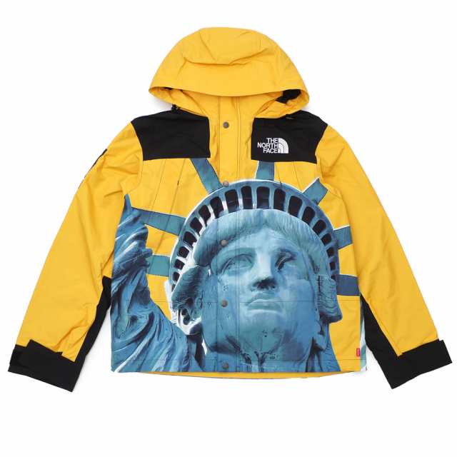 blue and yellow north face supreme jacket