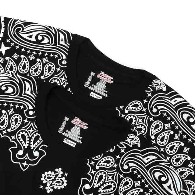 新品 シュプリーム SUPREME x ヘインズ Hanes Bandana Tagless Tee 2-pack Tシャツ 2枚セット BLACK  ブラック 黒 半袖Tシャツ｜au PAY マーケット