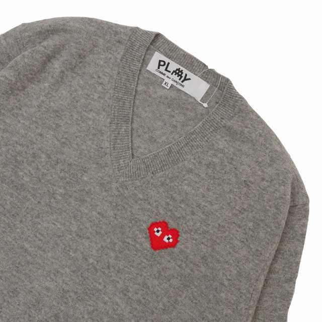 新品 プレイ コムデギャルソン PLAY COMME des GARCONS x インベーダー Invader V Neck Sweater ニット  セーター GRAY グレー 灰色 TOPS｜au PAY マーケット