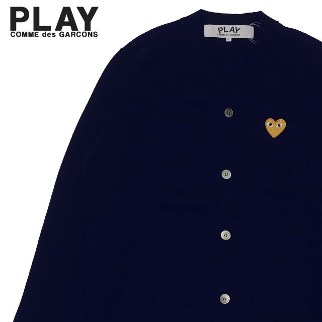 新品 プレイ コムデギャルソン PLAY COMME des GARCONS MENS GOLD HEART WOOL CARDIGAN カーディガン NAVY ネイビー 紺 TOPS