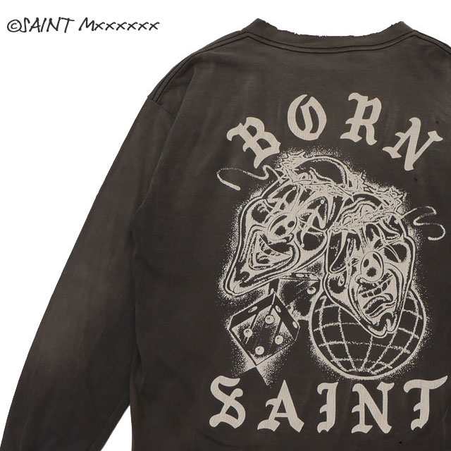 (2023新作)セント マイケル SAINT MICHAEL x ボーンレイズド BORN X RAISED B&R L/S TEE BORN  SAINT 長袖Tシャツ BLACK ブラック 黒 SAIN｜au PAY マーケット