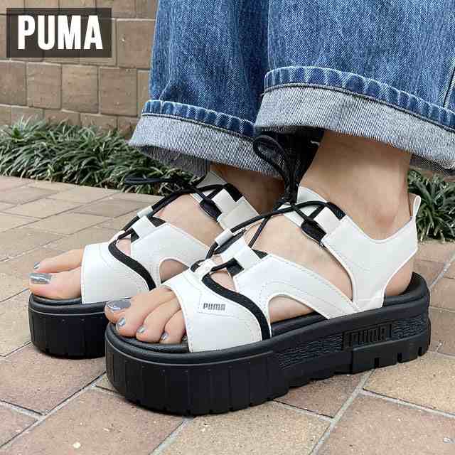 新品 プーマ PUMA MAYZE SANDAL LACE SP WNS ウィメンズ メイズ サンダル レース WARM WHITE-PUMA BLACK 395504-01 厚底 軽量 足長 フッの通販は