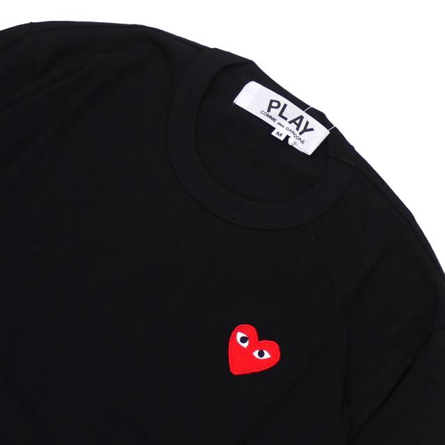 プレイコムデギャルソン レディースLサイズ 黒Tシャツ 赤ハート 正規品 プレイ コムデギャルソン 散りばめた赤ハート 半袖Tシャツ-黒