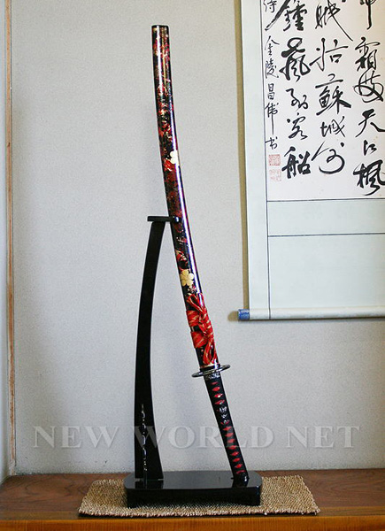 送料無料！！美術模造刀剣 前田慶次郎利益拵え 大輪鍔 三本杉 AF-63の通販は