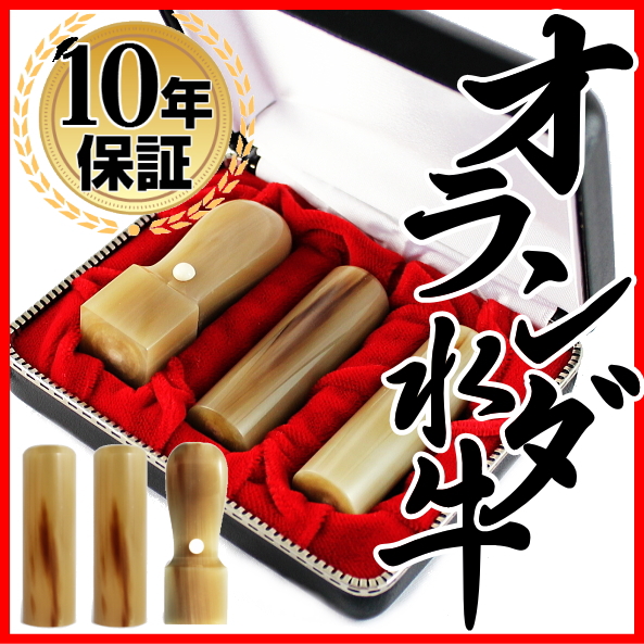 【送料無料】  印鑑・はんこ/法人印鑑 オランダ水牛印鑑３本Ｃセット 専用ケース付（角24）【会社印】【代表印】【銀行印】【法人印】【の通販は