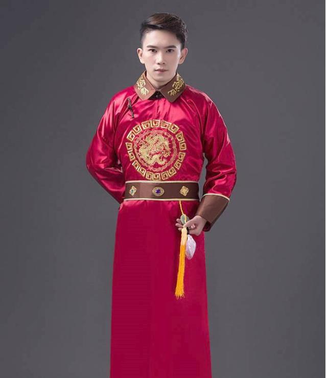 で★アンティーク　中国　清王朝　刺繍服 中国清朝服 満州王子服 古装武侠衣装 長袍 2（チャンパオ