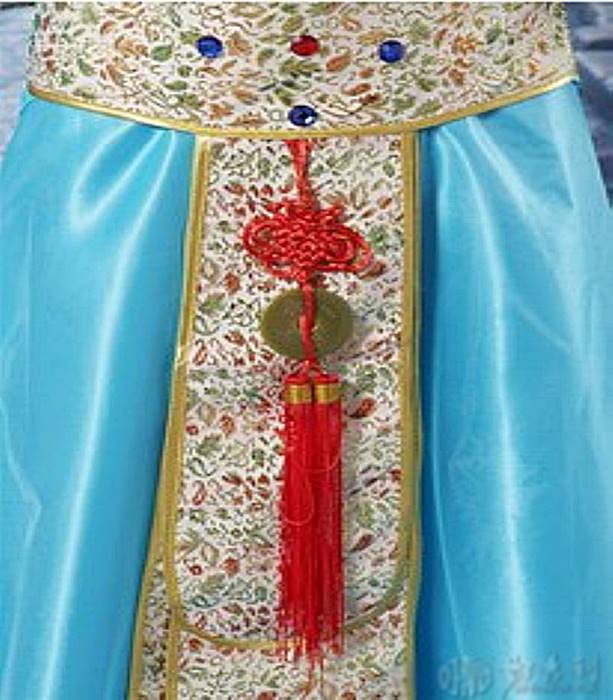 唐装漢服 中華民族服 中国古代宮廷風衣装 チャイナドレス ブルー