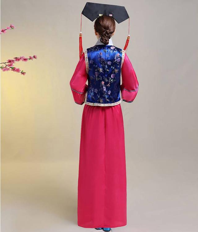 中華古装 清朝王妃皇女服 チャイナドレス 髪飾り付き 2サイズ C