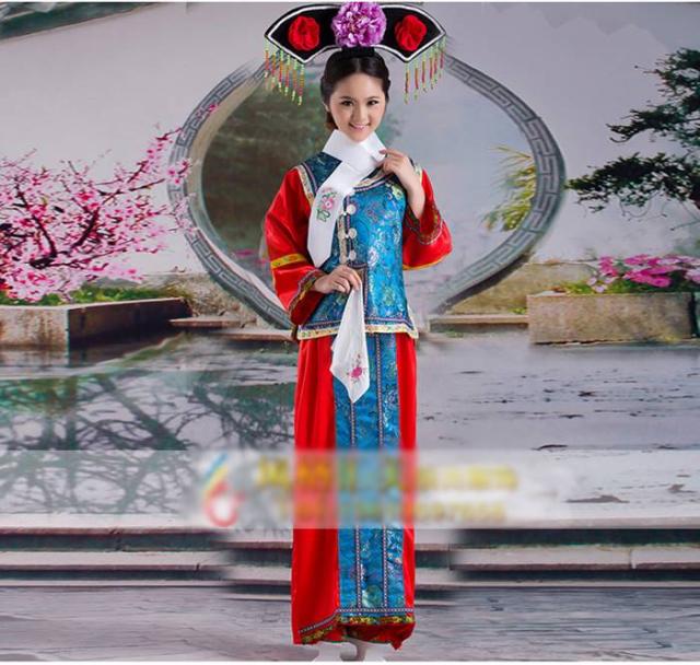 中華古装 清朝王妃皇女服 チャイナドレス 髪飾り付き 3サイズ Eタイプ_2