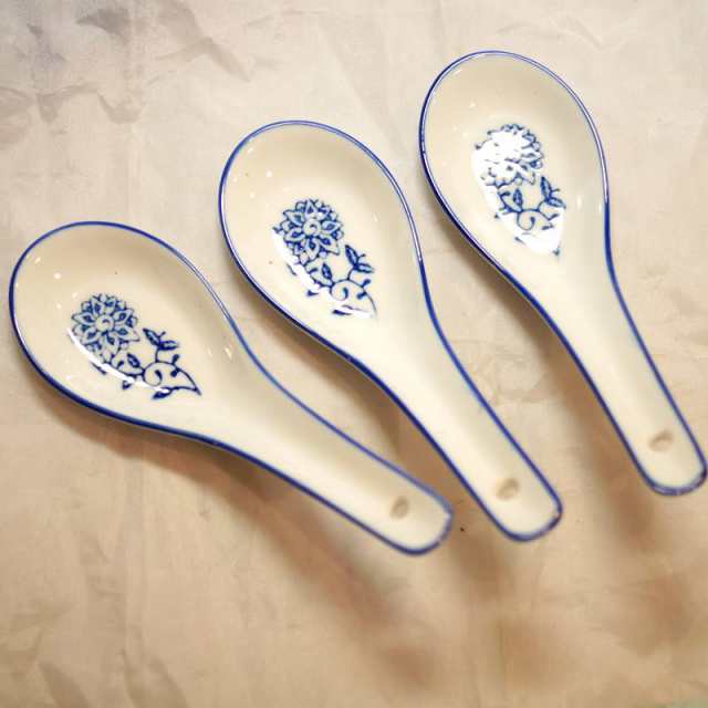 未使用品】中国 景徳鎮 れんげ 15本 ホタル焼き 蛍手 透かし レンゲ