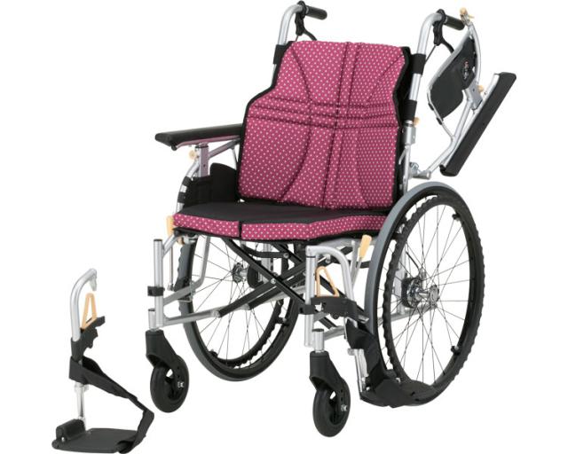 日進医療器 株式会社 ｱﾙﾐ自走車いす　ｳﾙﾄﾗ　NA-U2W・BG 座幅45　ﾜｲﾝ