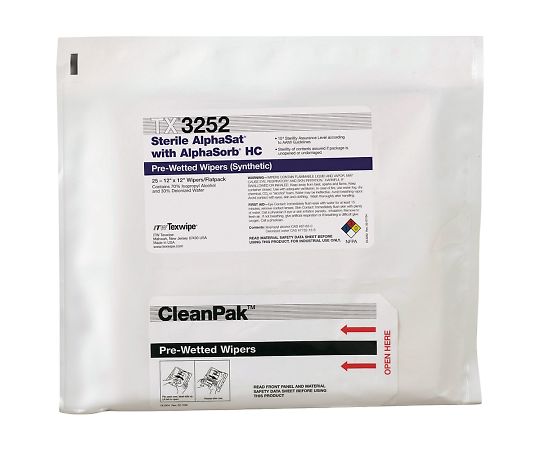 滅菌プリウェットワイパー　AlphaSatR　AlphaSorbR　HC　25枚入 TX3252 テックスワイプ（Texwipe）