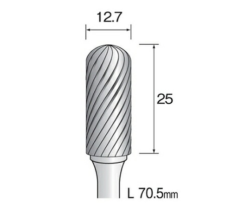 ミニター 超硬カッター（スパイラル）　刃先：Φ12.7×25 軸径：6 1個 BC4145