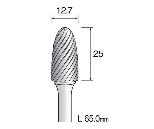 ミニター 超硬カッター（スパイラル）　刃先：Φ12.7×25 軸径：6 1個 BC4345