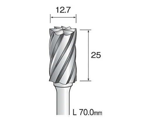 ミニター 超硬カッター（アルミ）　刃先：Φ12.7×25 軸径：6 1個 BC5103